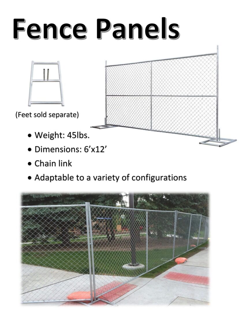 A picture of some fencing panels and their sizes.