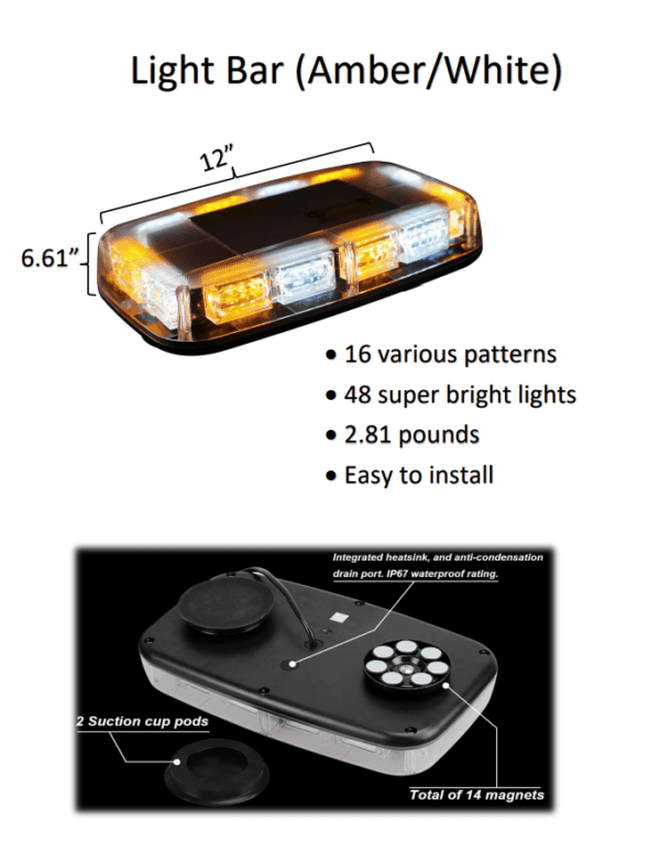 A picture of the side and top view of an emergency light.