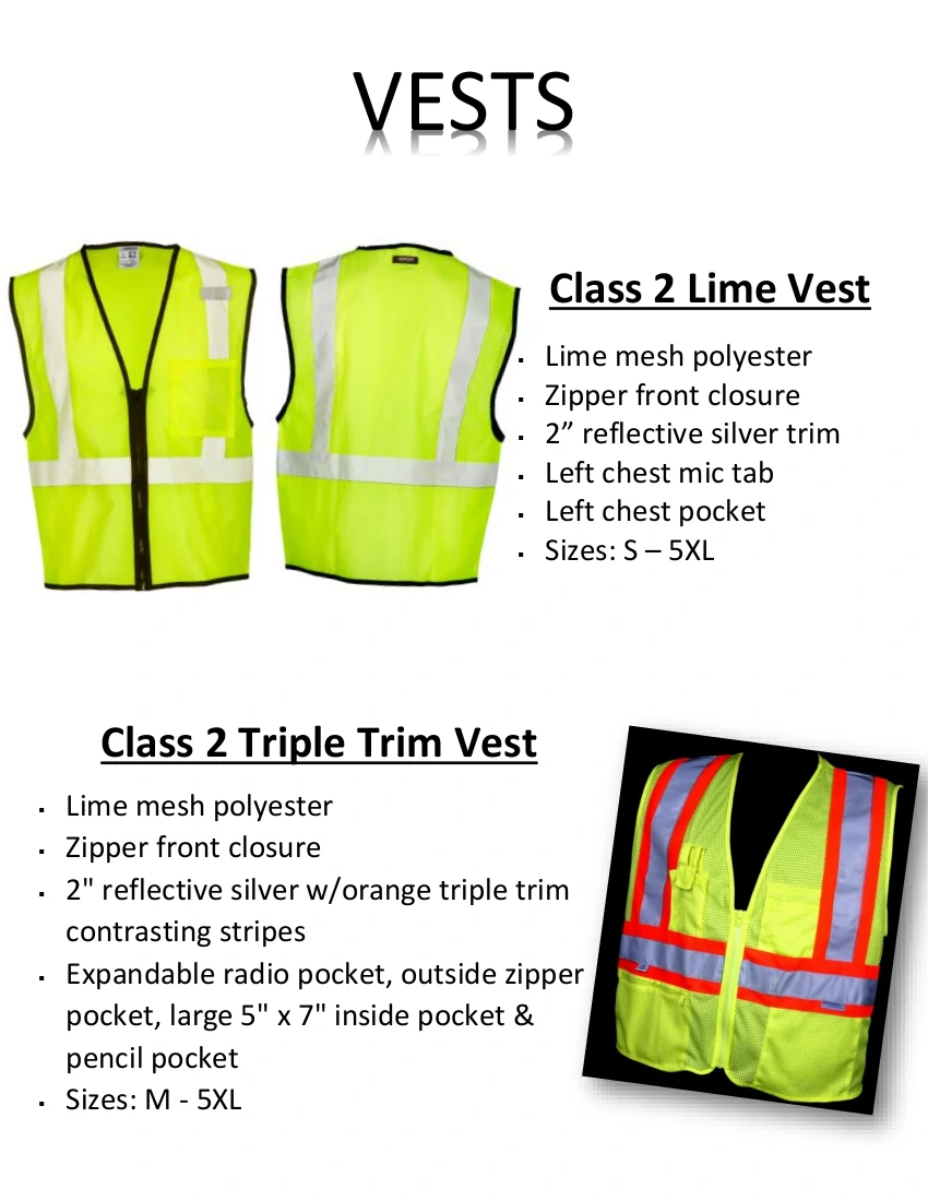 A picture of different types of vests.