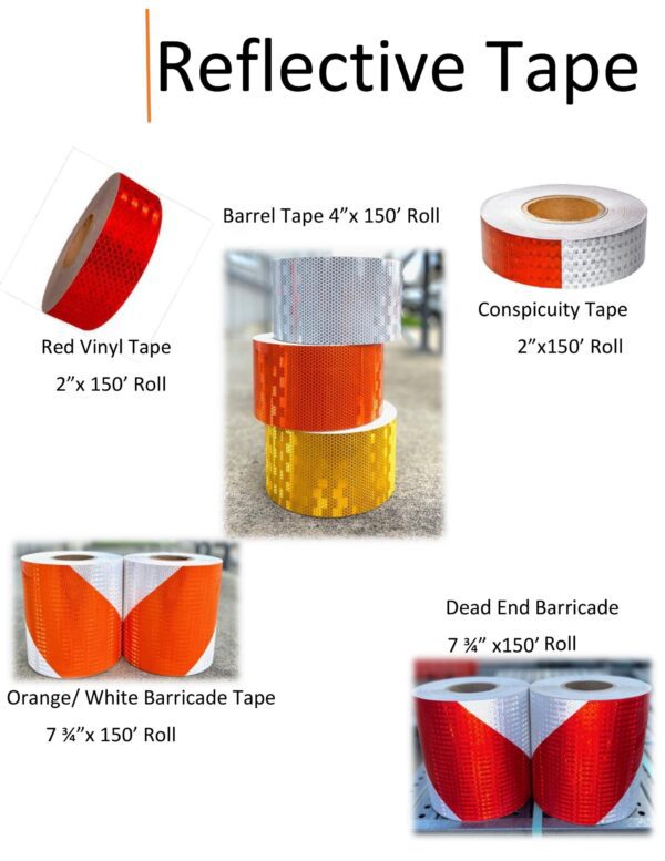 A picture of different types of reflective tape.