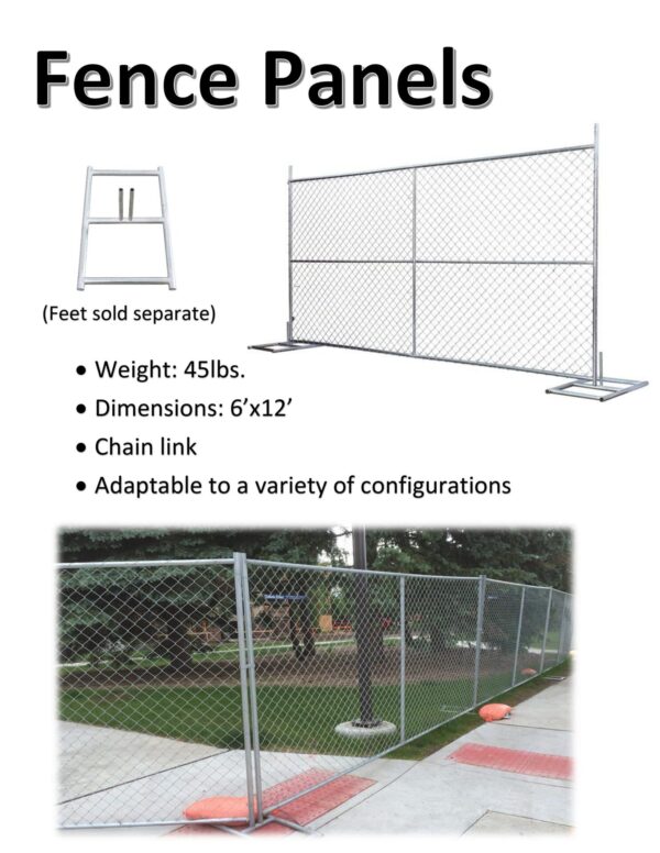 A picture of some fencing panels and their specifications.